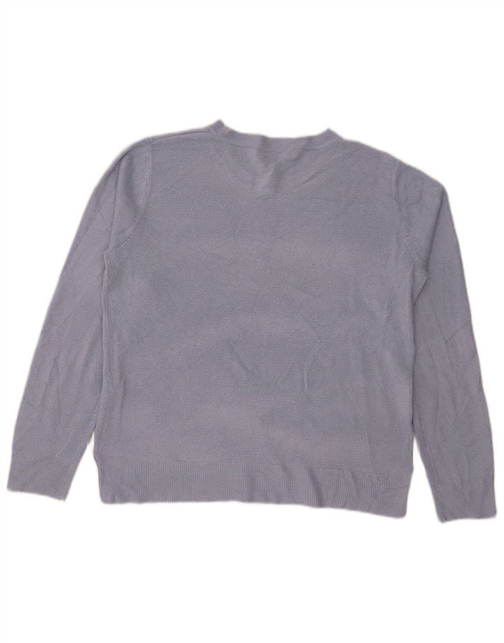Suéter feminino Marks & Spencer com gola redonda Reino Unido 14 grande viscose azul