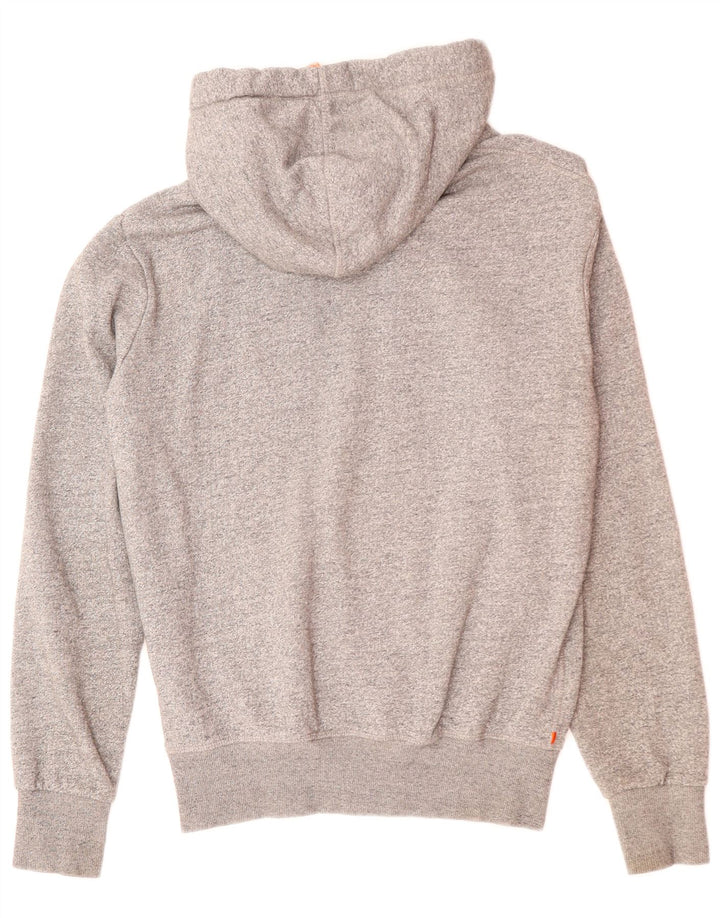Suéter com capuz gráfico masculino SUPERDRY algodão manchado cinza médio