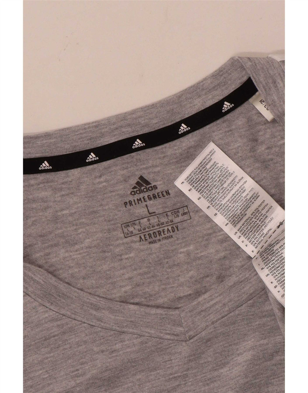 Camiseta feminina Adidas UK 16/18 grande cinza poliéster