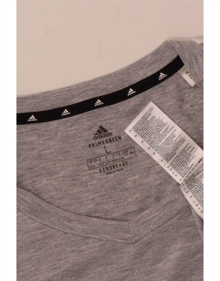 Camiseta feminina Adidas UK 16/18 grande cinza poliéster