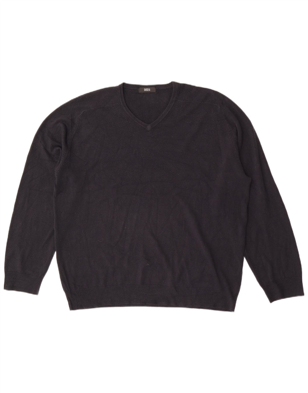Suéter masculino Marks & Spencer com decote em V XL azul marinho acrílico