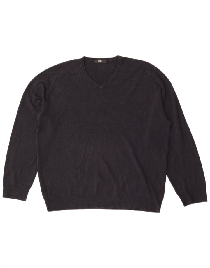 Suéter masculino Marks & Spencer com decote em V XL azul marinho acrílico