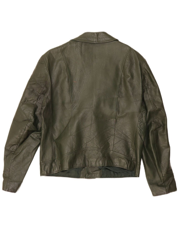Jaqueta de couro masculina vintage IT 52 XL cáqui