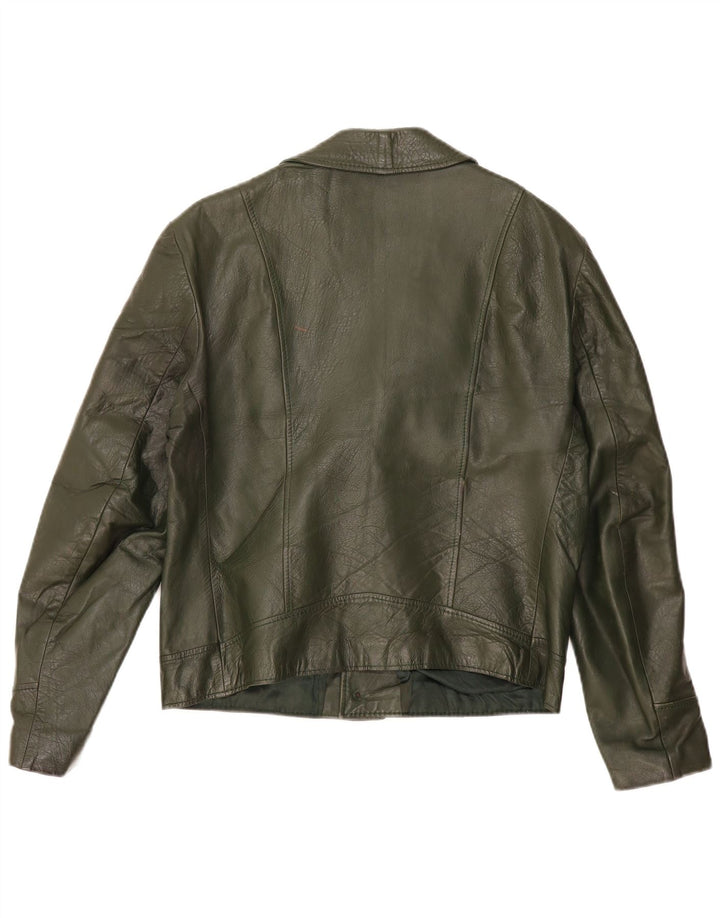 Jaqueta de couro masculina vintage IT 52 XL cáqui