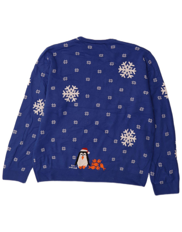 Suéter masculino Marks & Spencer com gola redonda XL azul Fair Isle acrílico