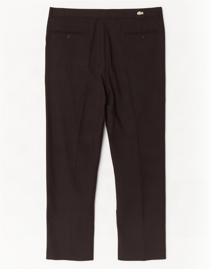 Calça masculina Lacoste Pegged Suit tamanho 46 grande W36 L27 lã cinza