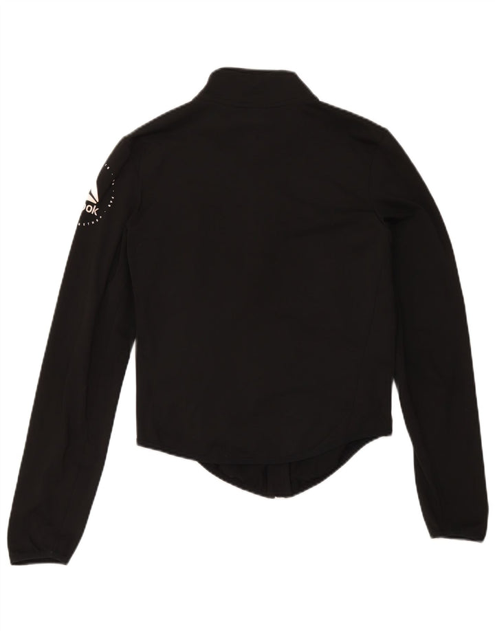 Reebok Womens Graphic Tracksuit Top Jacket UK 8/10 Pequeno Poliéster Preto
