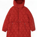 Casaco acolchoado com capuz feminino Marks & Spencer UK 22 3XL poliamida vermelha