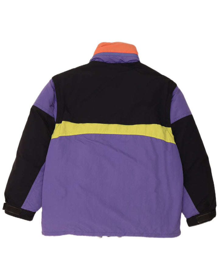 Jaqueta acolchoada masculina vintage UK 40 grande poliamida colorblock roxa