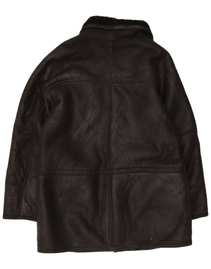 Jaqueta masculina vintage shearling IT 50 grande couro preto