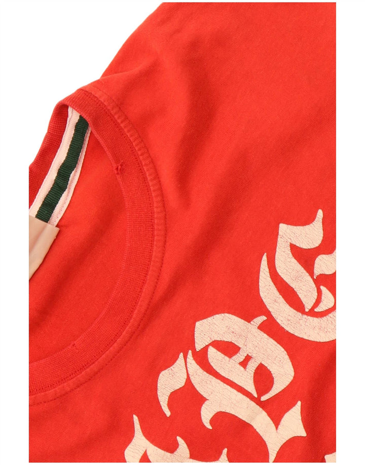 Camiseta feminina SUPERDRY com estampa gráfica UK 12 algodão vermelho médio