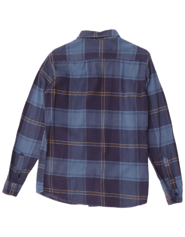 Calvin Klein Mens Slim Fit Flannel Shirt Medium Navy Blue Plaid Polyester