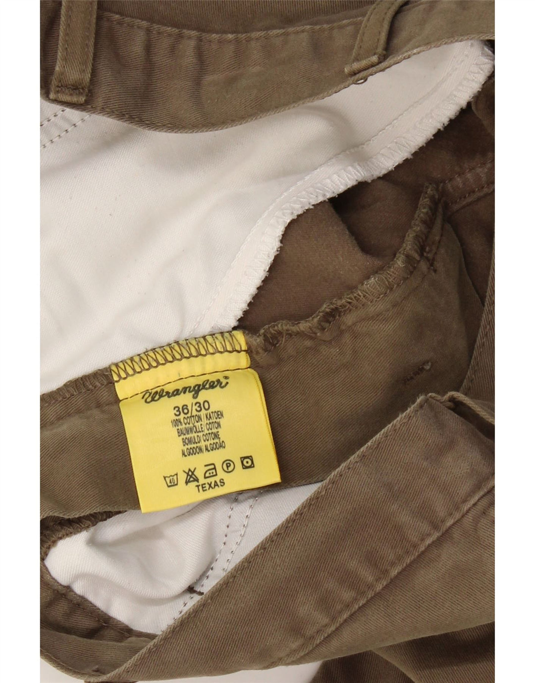 WRANGLER Mens Texas Straight Casual Trousers W36 L30 Beige Cotton Vintage Wrangler and Second-Hand Wrangler from Messina Hembry 