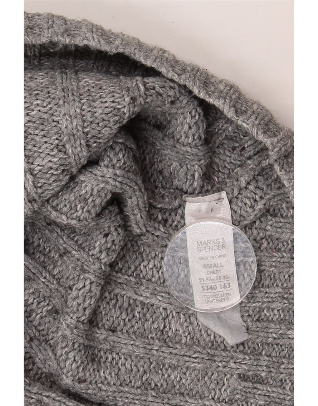 Suéter masculino MARKS & SPENCER com zíper e gola em acrílico cinza pequeno