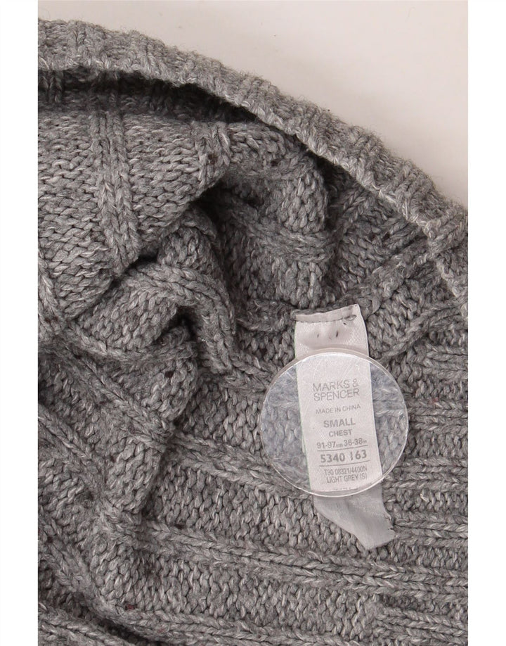 Suéter masculino MARKS & SPENCER com zíper e gola em acrílico cinza pequeno