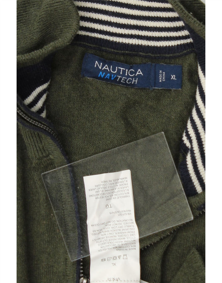 NAUTICA Mens Zip Neck Jumper Sweater XL Green Cotton Vintage Nautica and Second-Hand Nautica from Messina Hembry 
