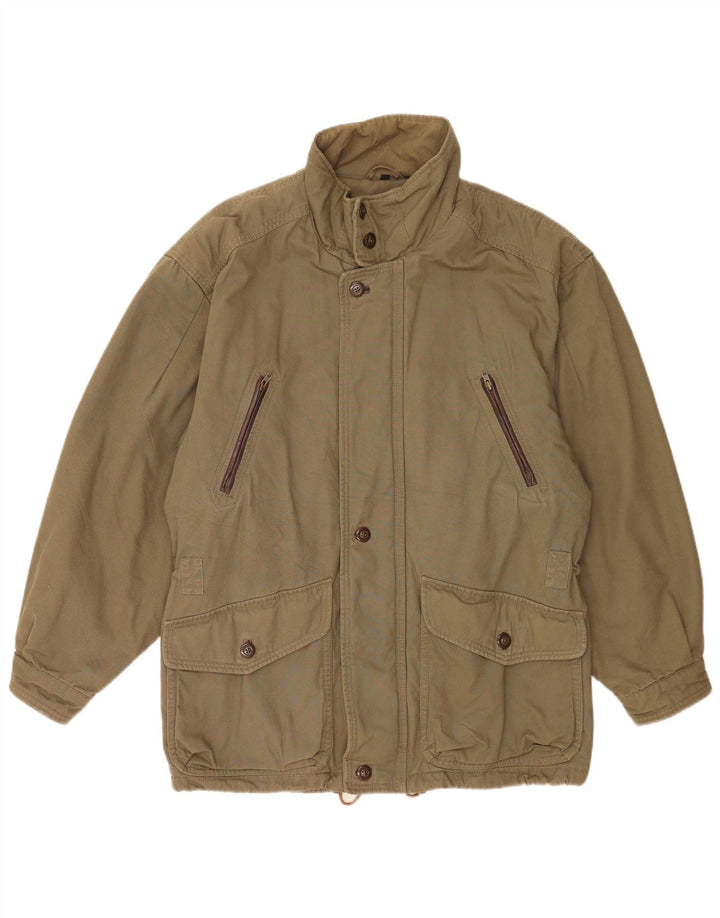 Jaqueta utilitária masculina vintage UK 42 XL algodão cáqui