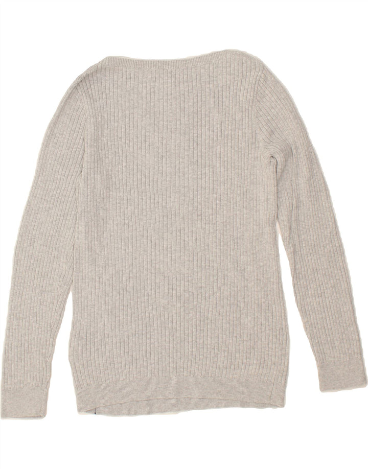 LANDS END Womens Boat Neck Jumper Sweater UK 10 Small Grey Cotton Vintage Lands End and Second-Hand Lands End from Messina Hembry 