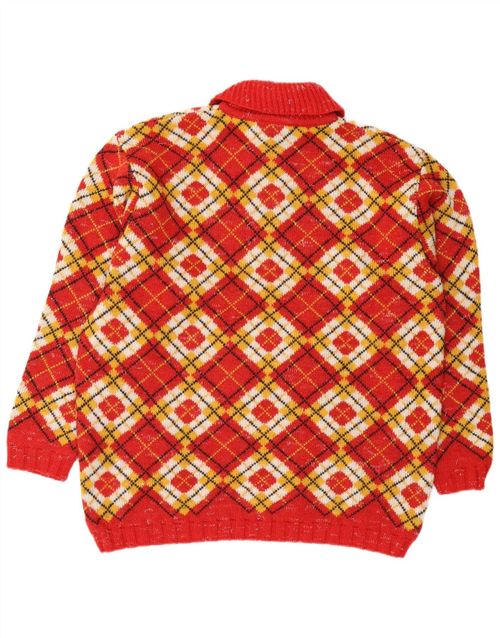 Suéter masculino Foxhound com zíper e gola XL vermelho Argyle/lã diamante