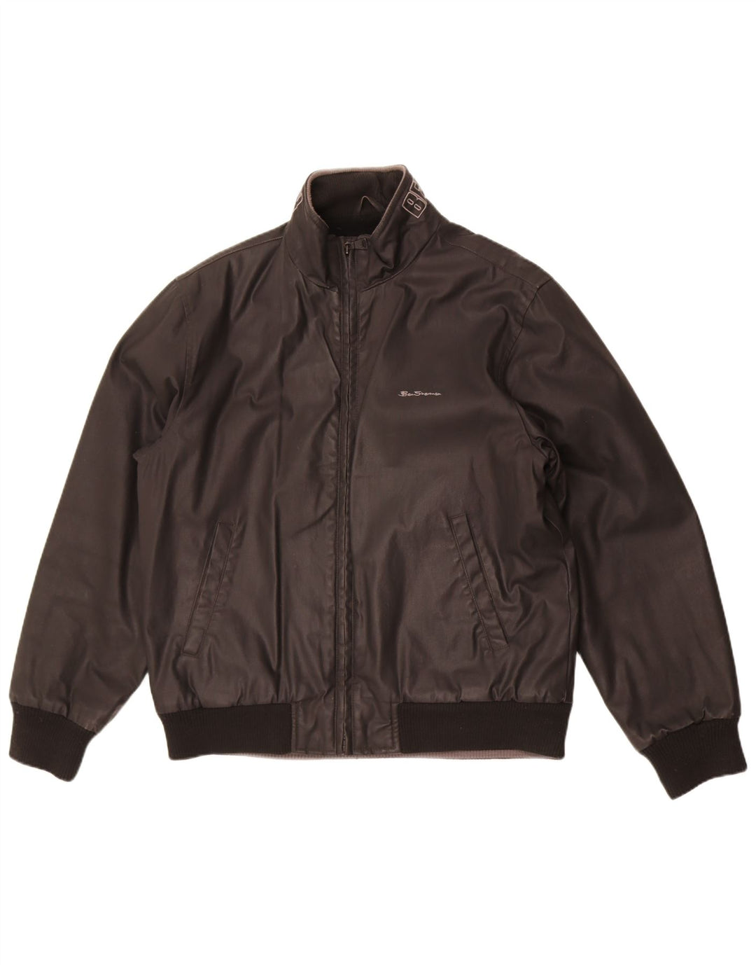 Jaqueta masculina Ben Sherman Graphic Bomber UK 40 grande algodão preto