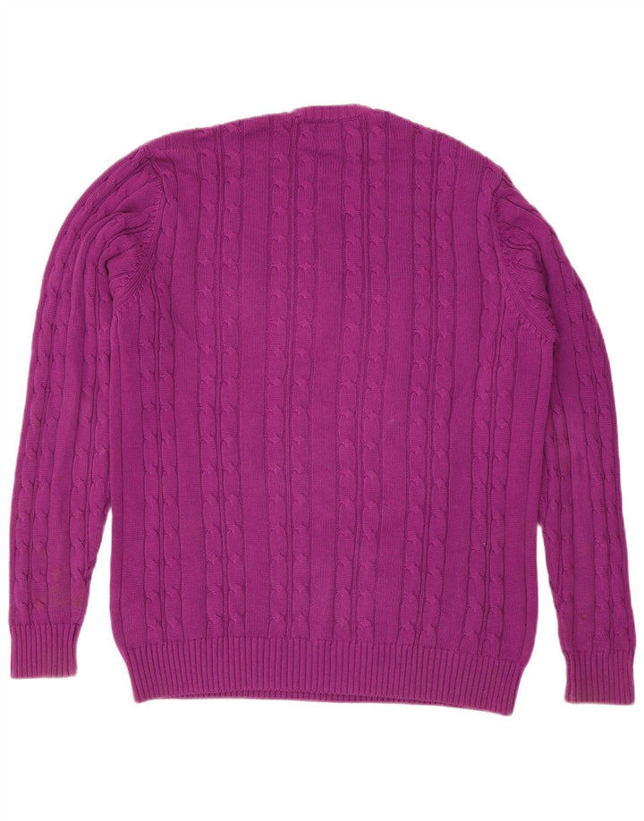 Suéter masculino Marks & Spencer com gola redonda, grande algodão roxo
