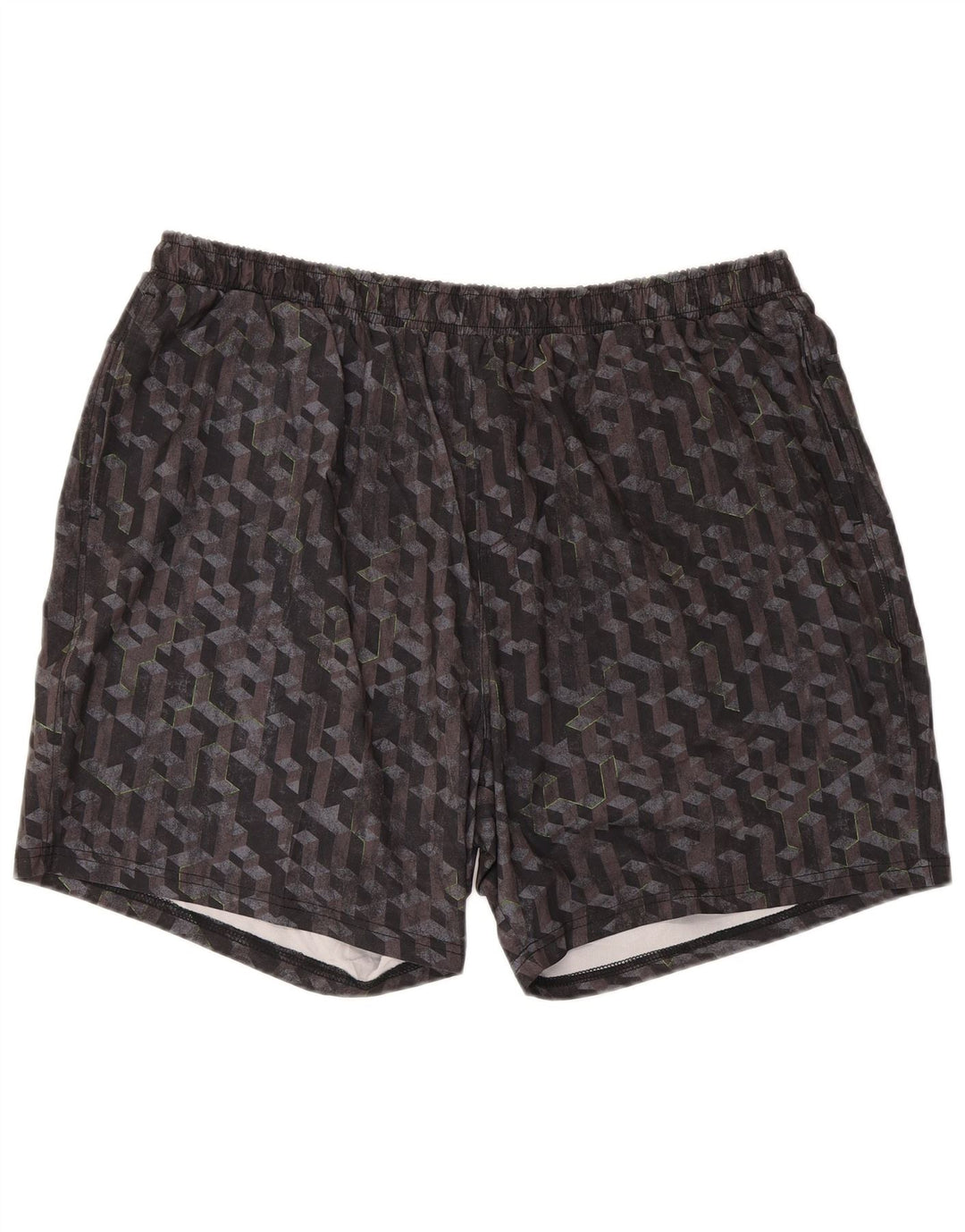 O short 2XL do esporte dos homens do armazém da montanha enegrece o poliéster geométrico