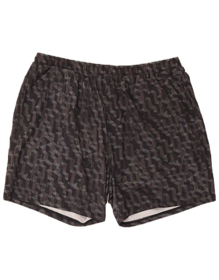 O short 2XL do esporte dos homens do armazém da montanha enegrece o poliéster geométrico