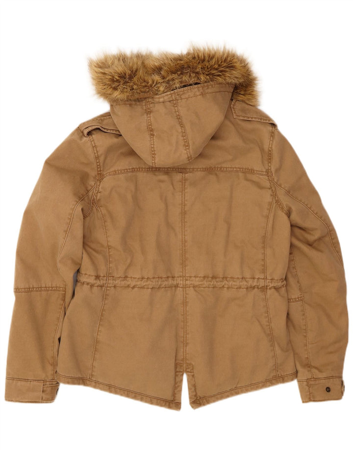Jaqueta Parka feminina com capuz LEVI'S Reino Unido 16 grande algodão marrom