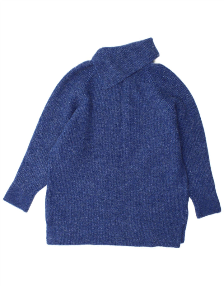 Suéter feminino Monsoon com gola redonda e gola redonda UK 10 acrílico azul pequeno