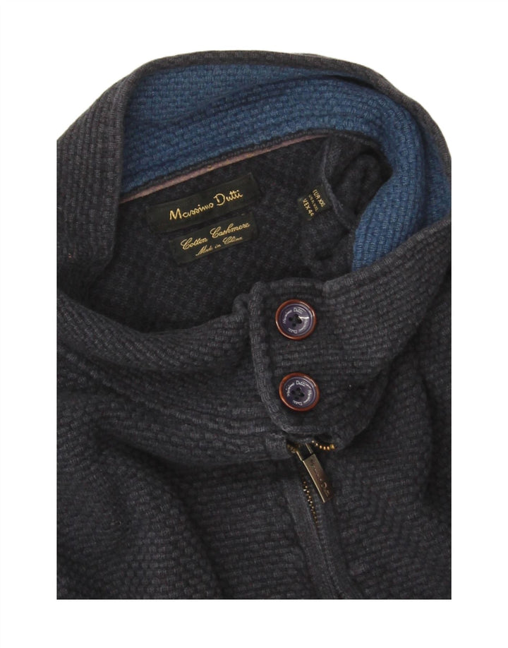 Suéter masculino Massimo Dutti com gola e botão 2XL algodão azul marinho