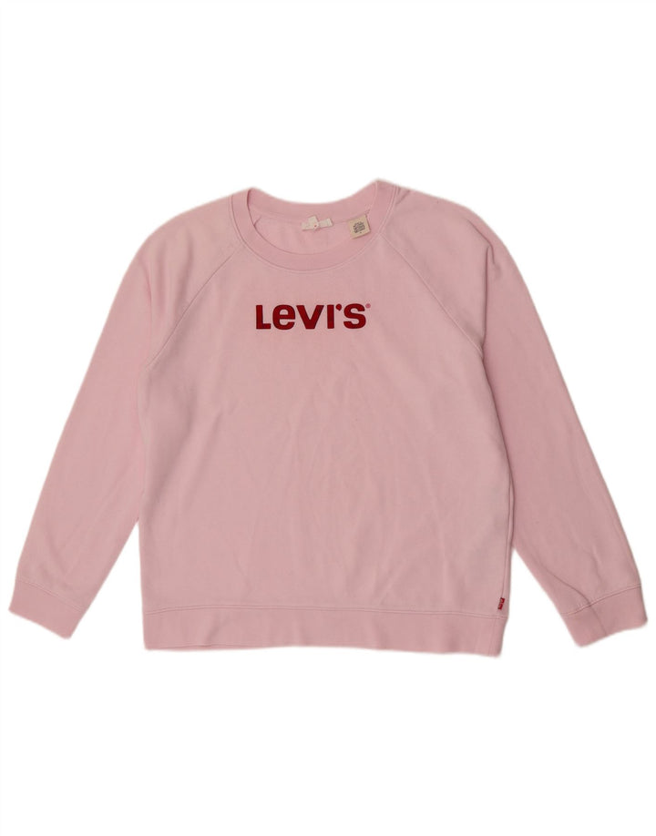 Moletom feminino Levi's com estampa oversized, Reino Unido 14, algodão rosa médio