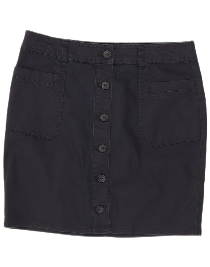 Minissaia feminina PRANA EUA 10 grande W32 algodão azul marinho