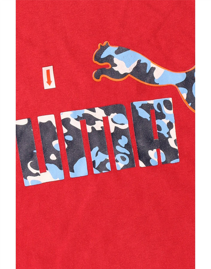 Puma Mens Graphic T-Shirt Top Grande Algodão Vermelho