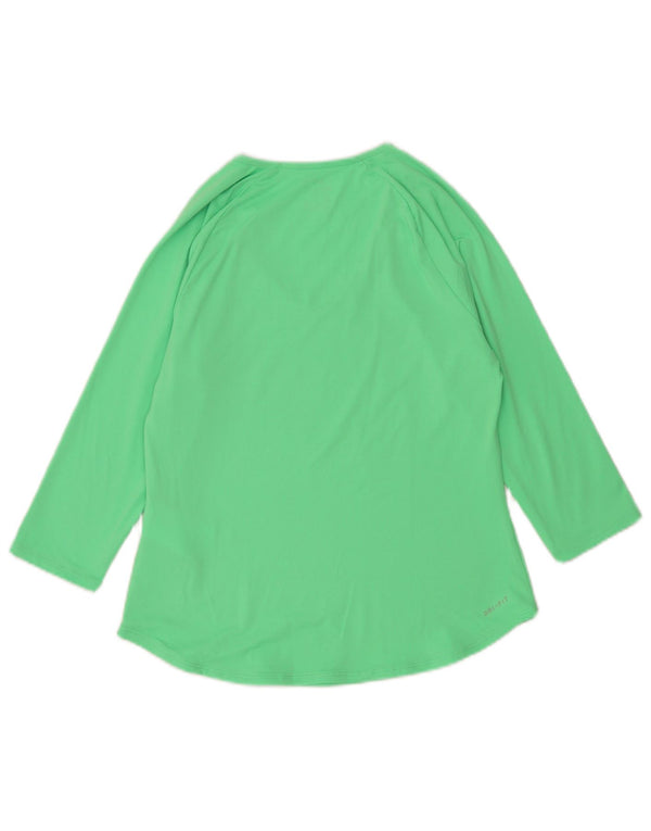 Top Nike Dri Fit Feminino Manga 3/4 UK 12 Poliéster Verde Médio