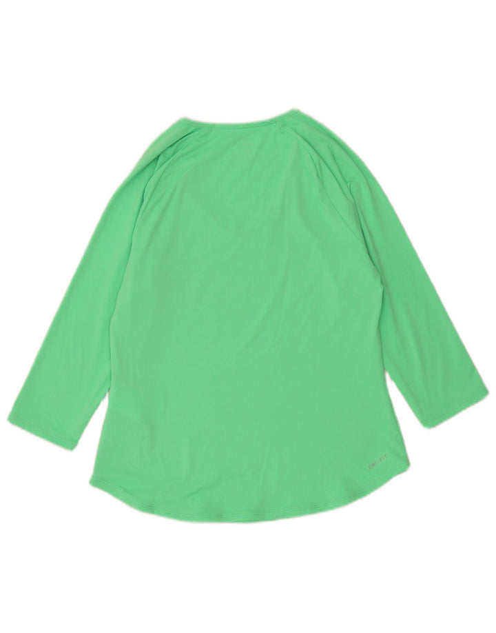 Top Nike Dri Fit Feminino Manga 3/4 UK 12 Poliéster Verde Médio