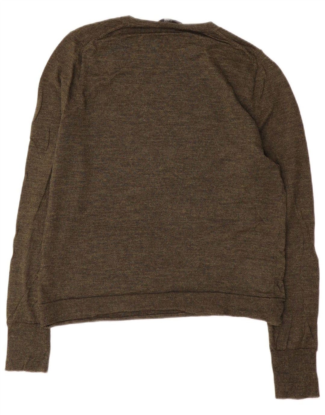 J. CREW Suéter feminino com gola canoa Reino Unido 14 lã merino cáqui médio