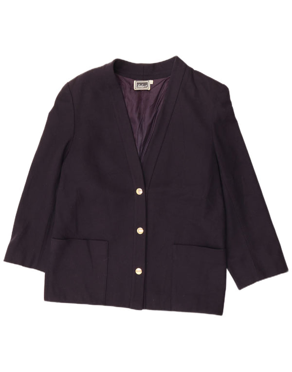 Jaqueta blazer feminina Luisa Spagnoli com 3 botões Reino Unido 16 grande lã azul marinho