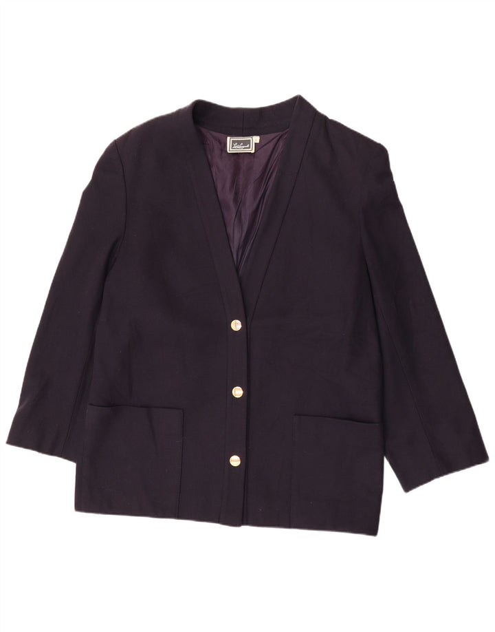Jaqueta blazer feminina Luisa Spagnoli com 3 botões Reino Unido 16 grande lã azul marinho