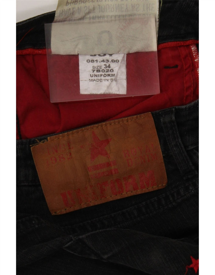 Uniforme masculino jeans reto W34 L30 algodão cinza