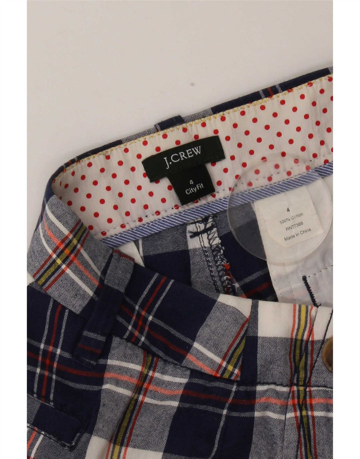 J. Crew Shorts Chino Feminino US 4 Pequeno W30 Azul Marinho Xadrez Algodão