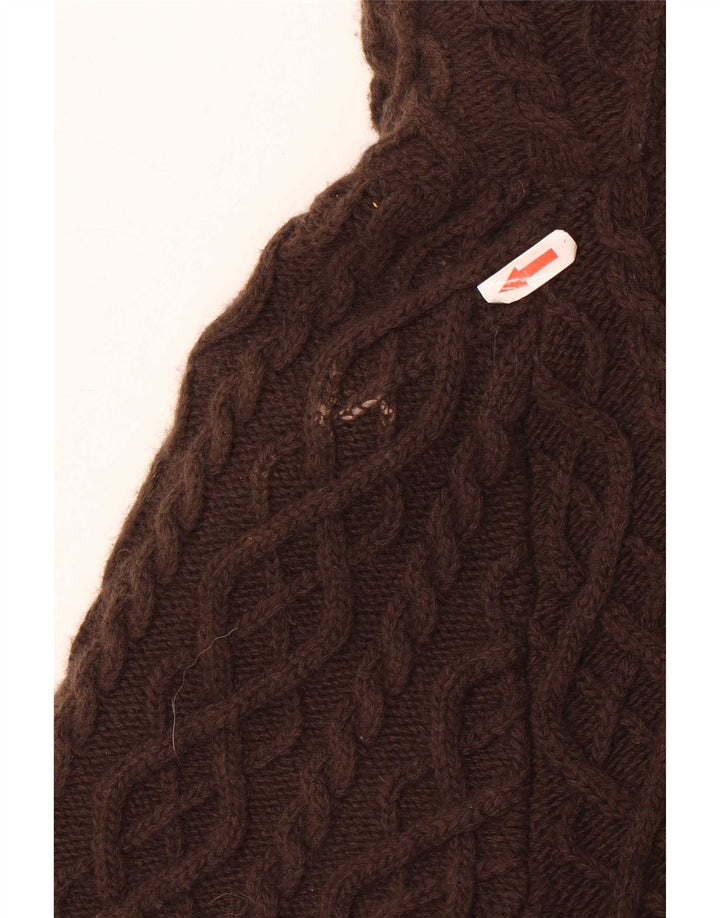 Herno Womens Knit 3/4 Sleeve Padded Jacket EU 40 Medium Brown Wool
