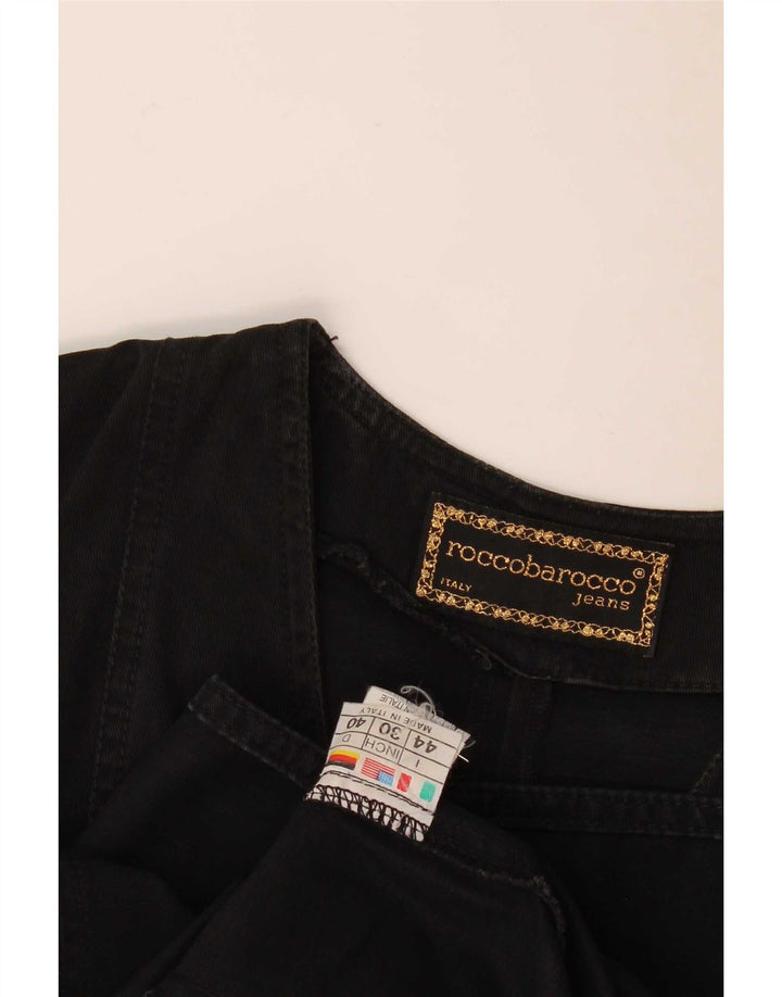 Vestido jeans feminino sem mangas Roccobarocco IT 44 algodão preto médio