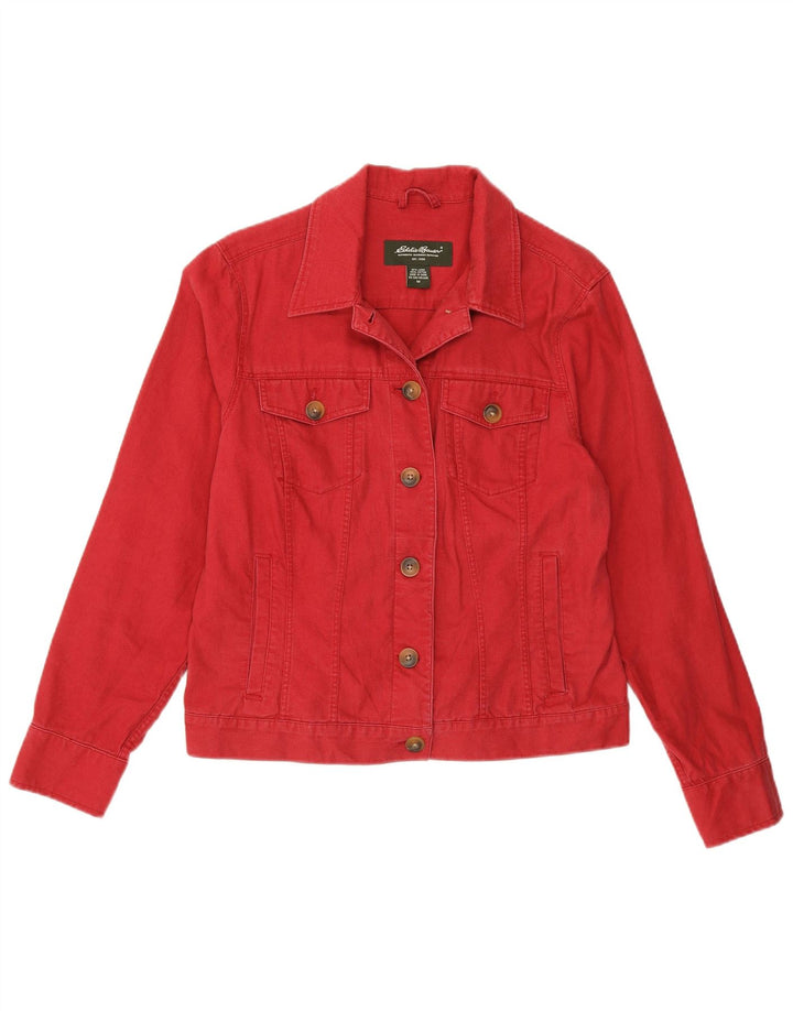 Jaqueta bomber feminina Eddie Bauer UK 14 linho vermelho médio