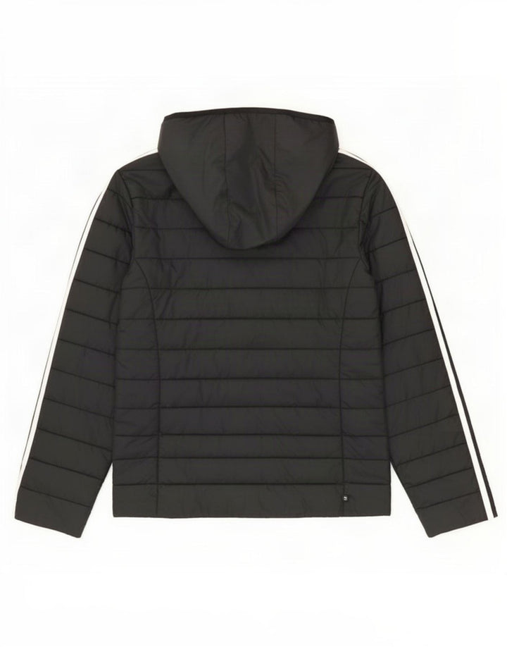 Jaqueta acolchoada com capuz feminino Adidas UK 14 poliéster preto médio