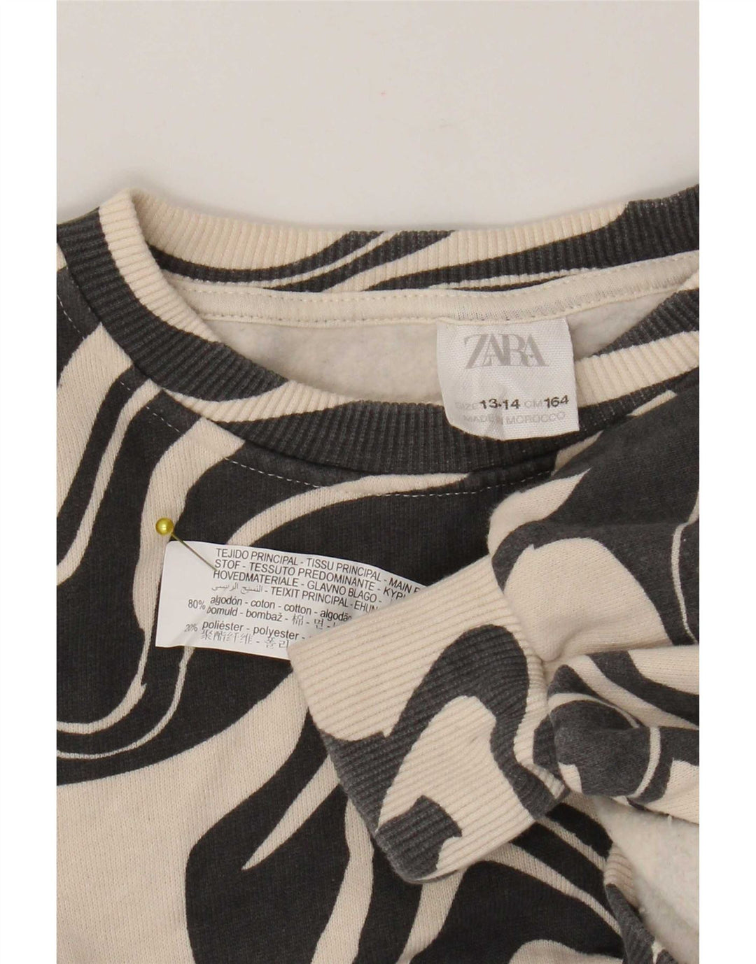Zara Girls Abstract Pattern Moletom Jumper 13-14 Anos Algodão Preto