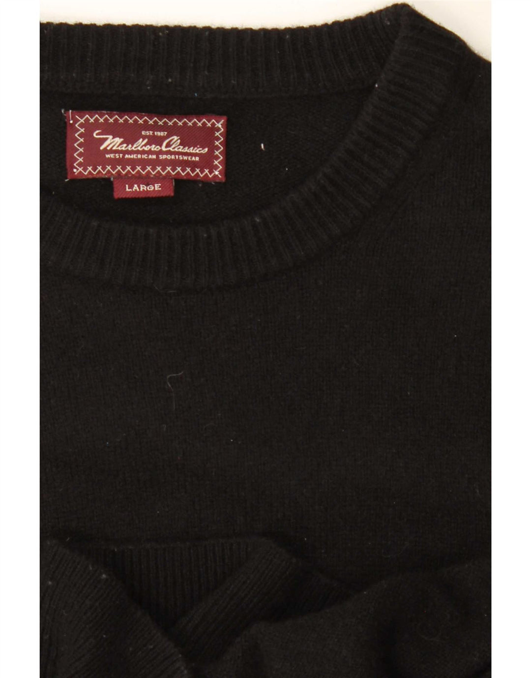 Marlboro Classics Suéter feminino com gola redonda grande preto