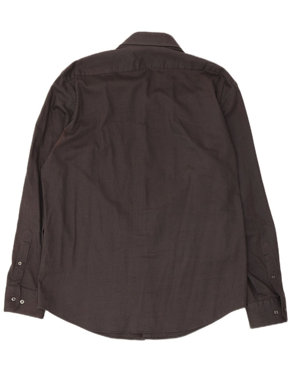Camisa masculina Hugo Boss Regular Fit tamanho 43 17 XL algodão cinza