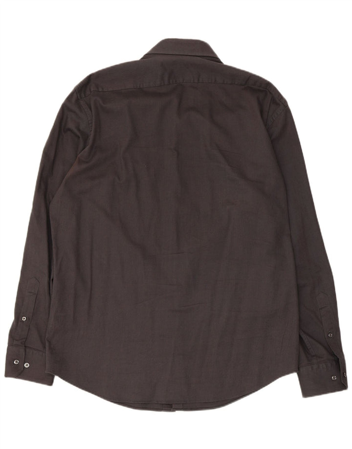 Camisa masculina Hugo Boss Regular Fit tamanho 43 17 XL algodão cinza