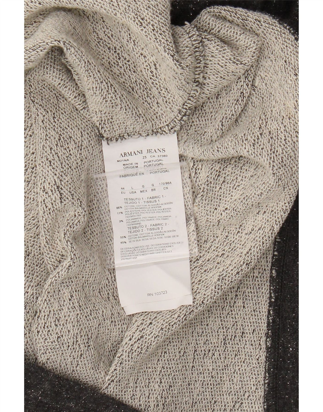 Armani Jeans moletom feminino jumper EU 44 XL cinza algodão