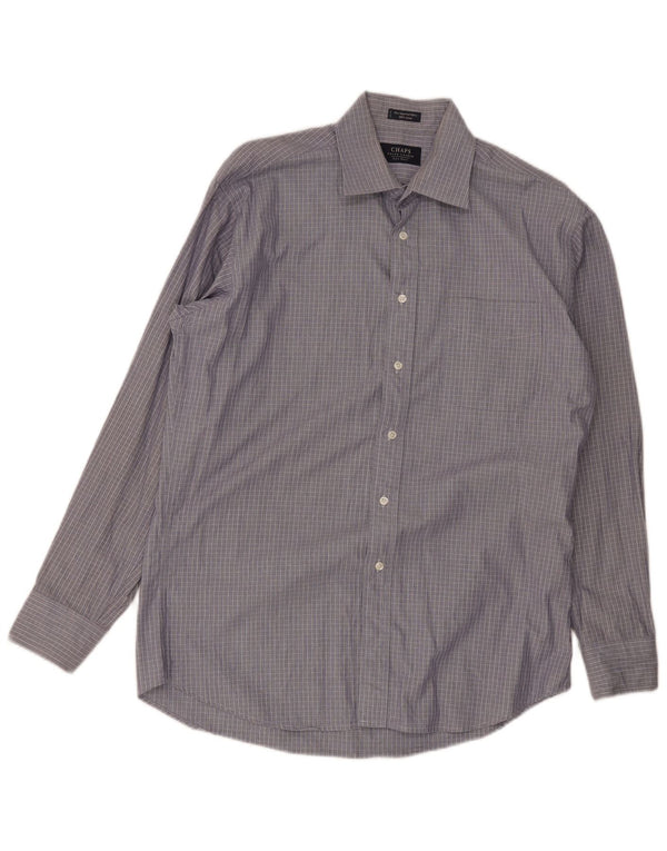 Chaps Ralph Lauren Vestido masculino com camisa tamanho 16 1/2 grande algodão xadrez azul